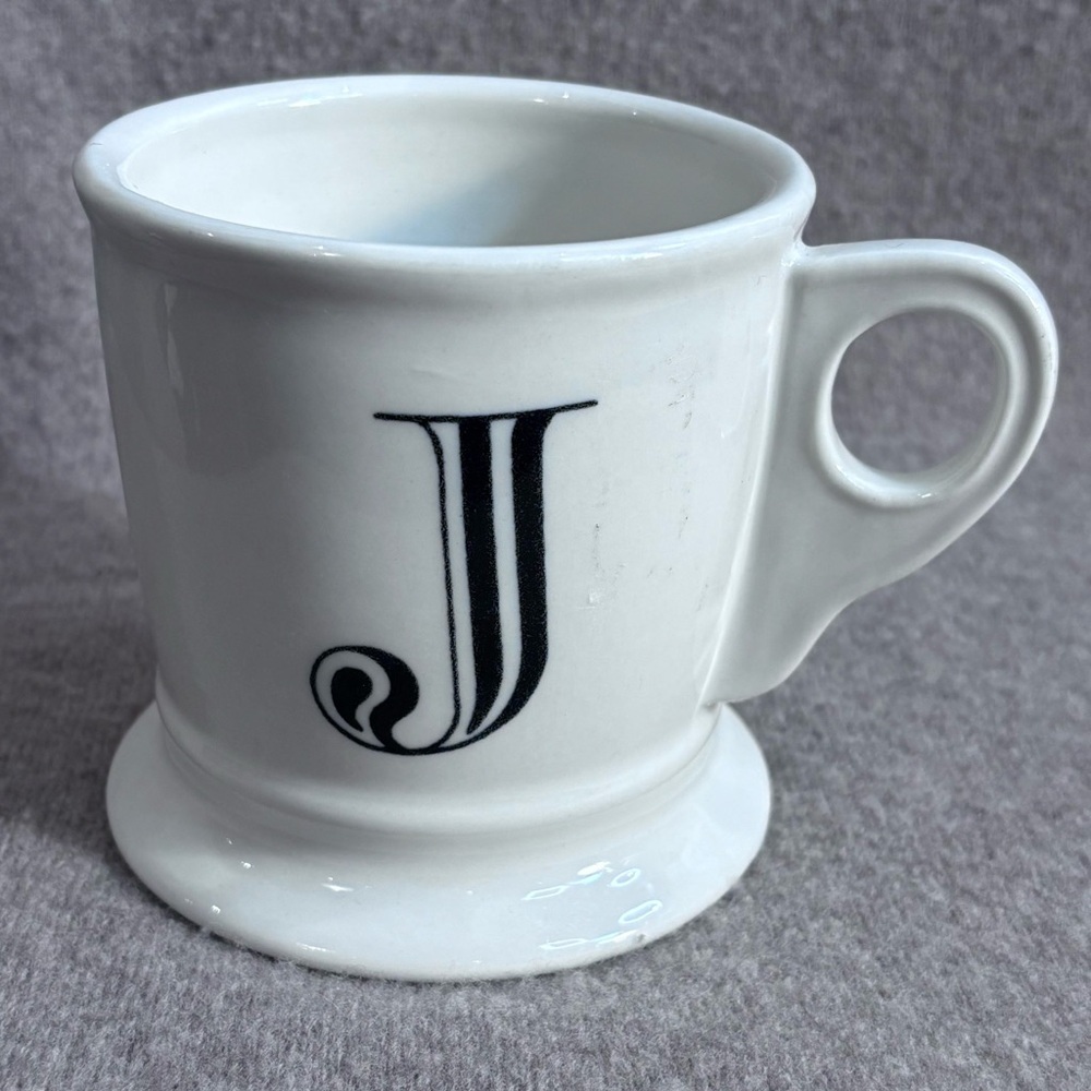 ANTHROPOLOGIE Monogrammed With the Letter J White Ceramic Mug
